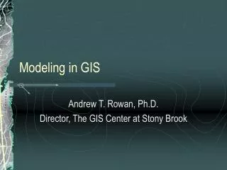 Modeling in GIS