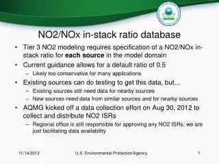 NO2/NOx in-stack ratio database