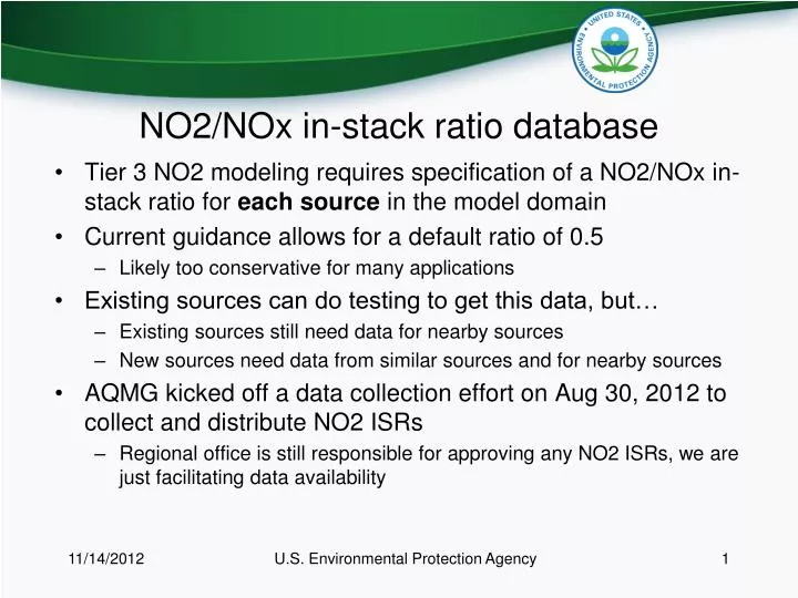 no2 nox in stack ratio database
