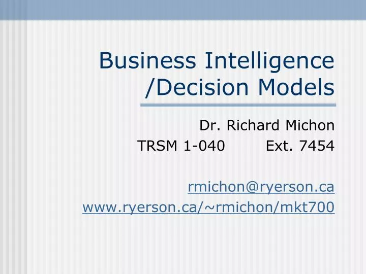 business intelligence decision models