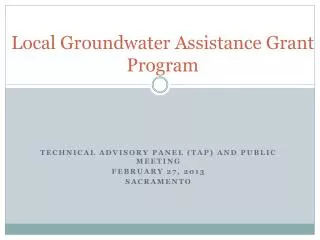 Local Groundwater Assistance Grant Program