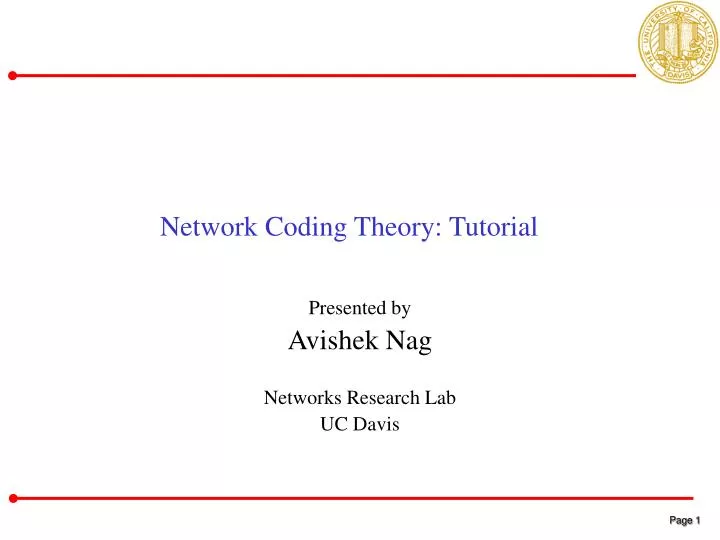 network coding theory tutorial