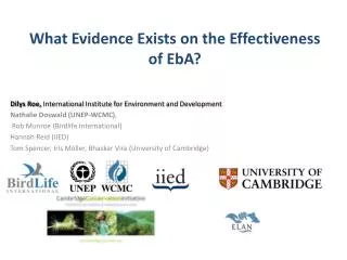 What Evidence Exists on the Effectiveness of EbA ?