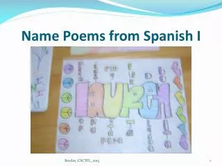 Name Poems from Spanish I