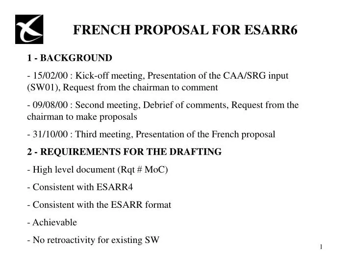 french proposal for esarr6
