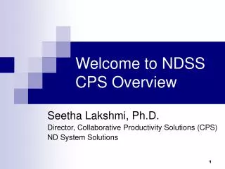 Welcome to NDSS CPS Overview