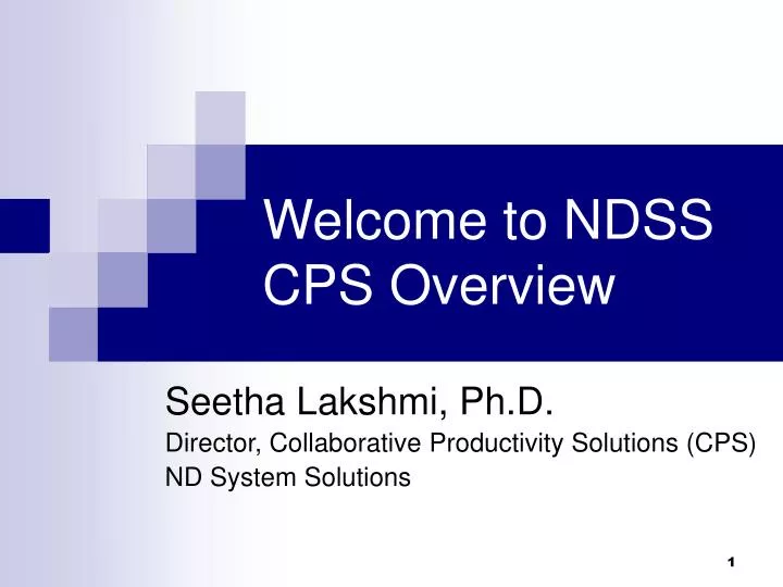 welcome to ndss cps overview
