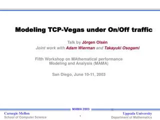 Modeling TCP-Vegas under On/Off traffic