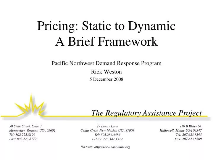 pricing static to dynamic a brief framework