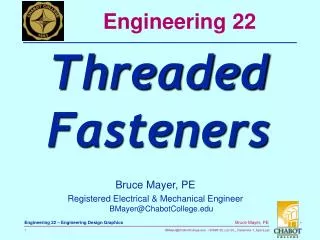 Bruce Mayer, PE Registered Electrical &amp; Mechanical Engineer BMayer@ChabotCollege.edu