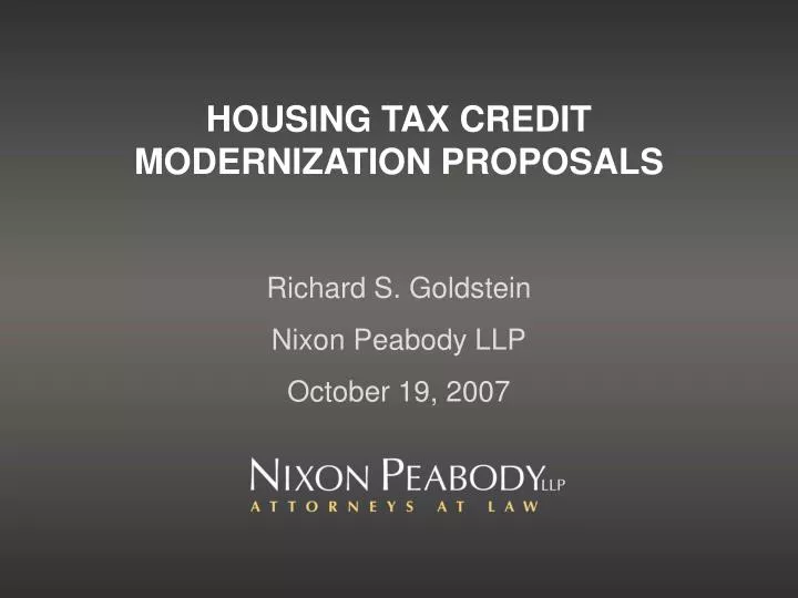 housing tax credit modernization proposals