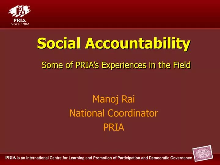 social accountability some of pria s experiences in the field