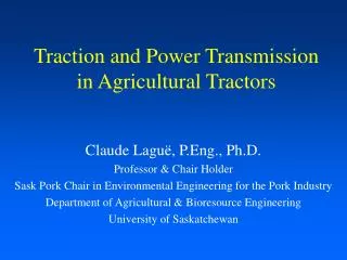 Traction and Power Transmission in Agricultural Tractors