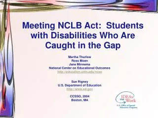 Meeting NCLB Act: Students with Disabilities Who Are Caught in the Gap