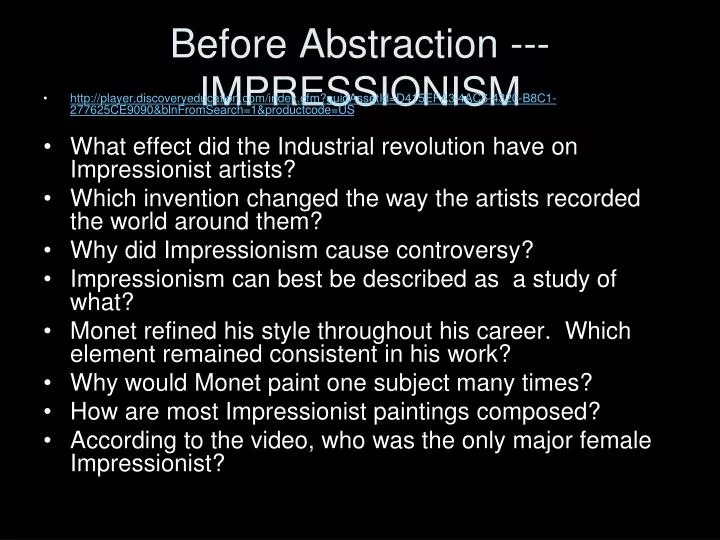 before abstraction impressionism