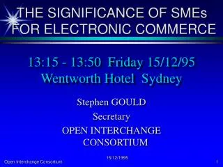 13:15 - 13:50 Friday 15/12/95 Wentworth Hotel Sydney