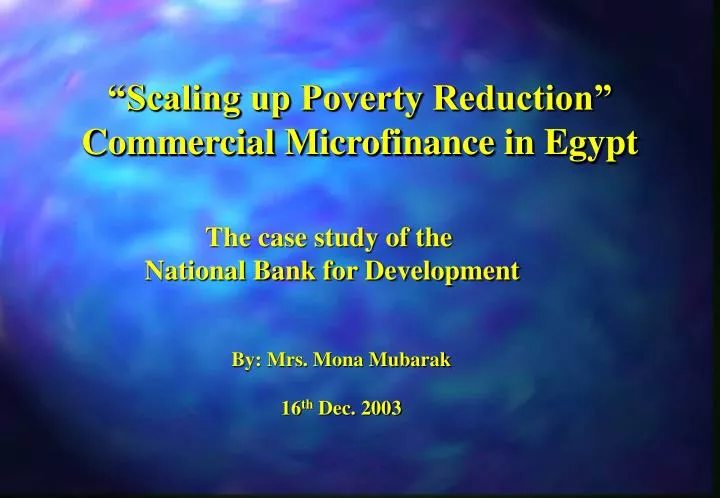 scaling up poverty reduction commercial microfinance in egypt