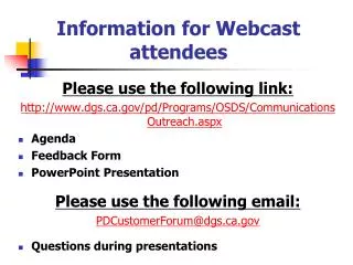Information for Webcast attendees