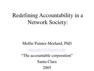 Redefining Accountability in a Network Society: