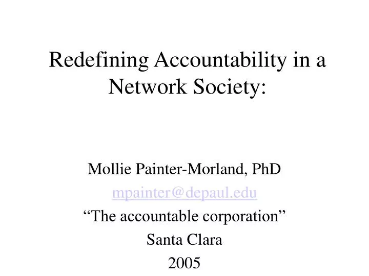 redefining accountability in a network society