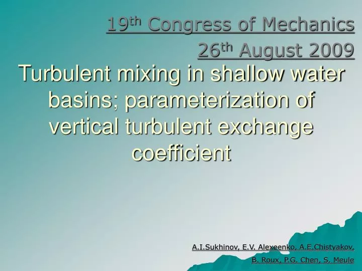 19 th congress of mechanics 26 th august 2009