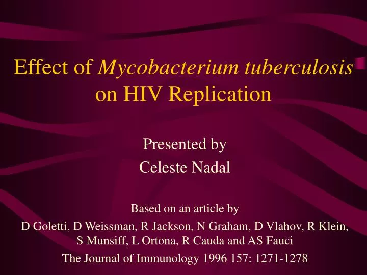 effect of mycobacterium tuberculosis on hiv replication