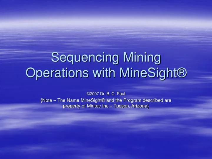 sequencing mining operations with minesight