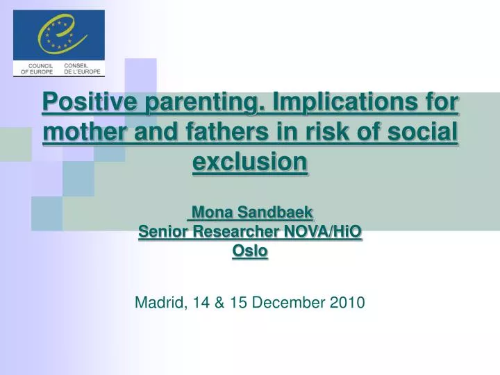 positive parenting implications for mother and fathers in risk of social exclusion