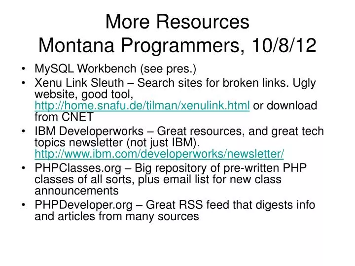 more resources montana programmers 10 8 12