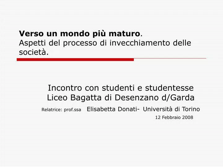 verso un mondo pi maturo aspetti del processo di invecchiamento delle societ