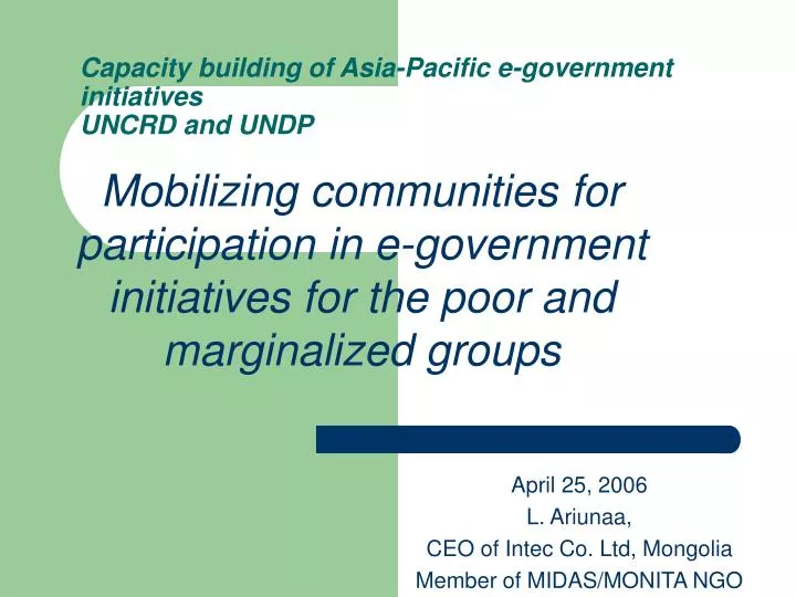 capacity building of asia pacific e government initiatives uncrd and undp