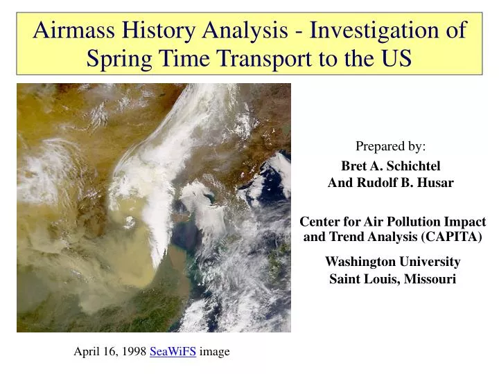 airmass history analysis investigation of spring time transport to the us