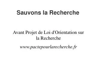 sauvons la recherche
