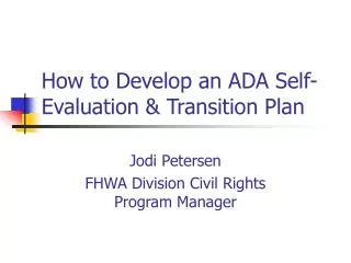 How to Develop an ADA Self-Evaluation &amp; Transition Plan