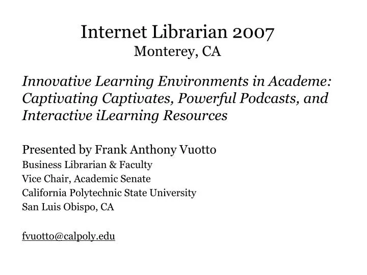 internet librarian 2007 monterey ca