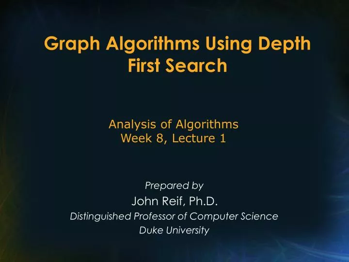 graph algorithms using depth first search