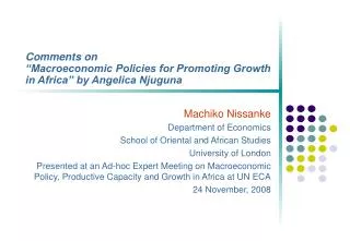 Comments on “Macroeconomic Policies for Promoting Growth in Africa” by Angelica Njuguna