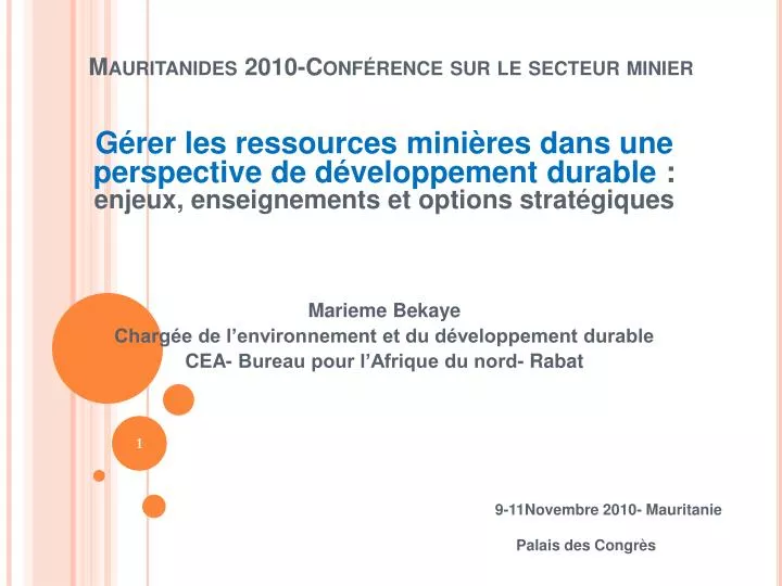 mauritanides 2010 conf rence sur le secteur minier
