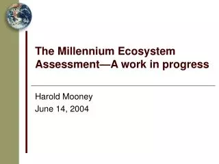 The Millennium Ecosystem Assessment—A work in progress