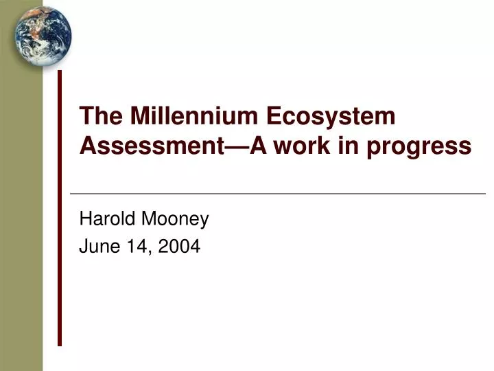 the millennium ecosystem assessment a work in progress