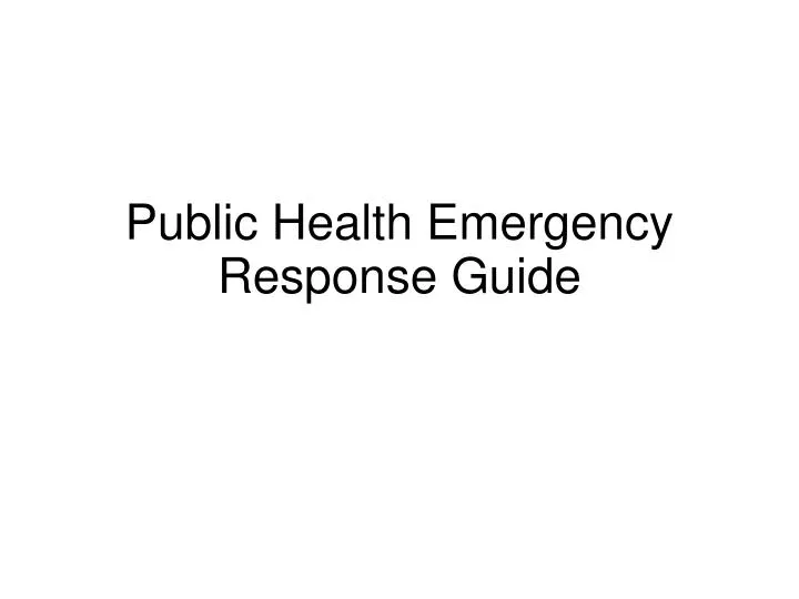 public health emergency response guide