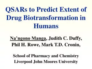QSARs to Predict Extent of Drug Biotransformation in Humans