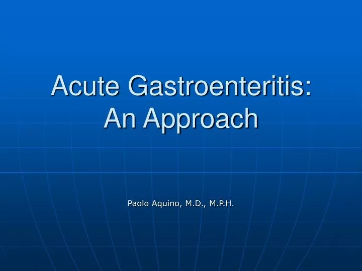 acute gastroenteritis an approach