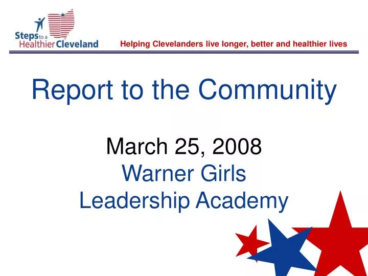 report to the community march 25 2008 warner girls leadership academy