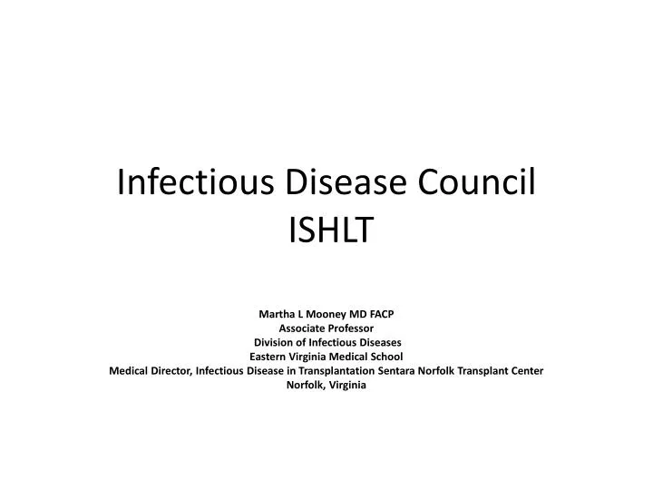 infectious disease council ishlt