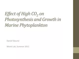 Effect of High CO 2 on Photosynthesis and Growth in Marine Phytoplankton