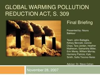 GLOBAL WARMING POLLUTION REDUCTION ACT, S. 309