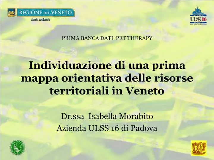 individuazione di una prima mappa orientativa delle risorse territoriali in veneto