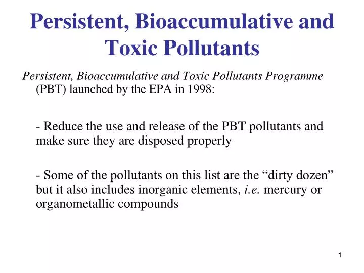 persistent bioaccumulative and toxic pollutants
