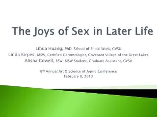 The Joys of Sex in Later Life